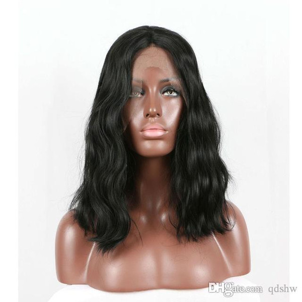 150 Heavy Density Black Water Wave Synthetic Lace Front Wig Glueless Heat Resistant Fiber Hair Synthetic Wigs For African American Women