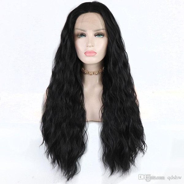 Long Synthetic Lace Front Wigs 180 Density Natural Wave Hand Tied Heat Resistant Fiber Synthetic Lacefront Wig For White Women