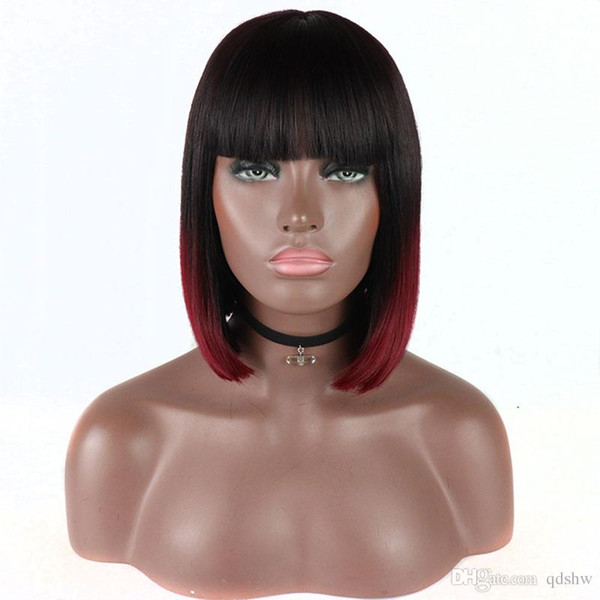 Red Lace Front Bob Wigs For Black Women Heat Resistant Hair Black Ombre Wine Red Short Bob Hair Synthetic Lace Front Wigs