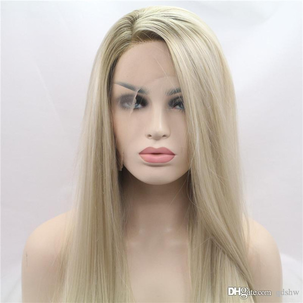 Blonde Synthetic Lacefront Wig Heat Resistant Hair Glueless Blonde Synthetic Lace Front Wig For Women Side Part