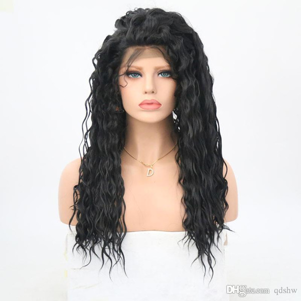 Curly Synthetic Lace Front Wigs High Density Natural Black Heat Resistant Synthetic Hair Lacefront Curly Wig For Women