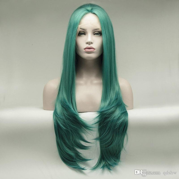 Blue Lace Front Wigs Synthetic Heat Resistant Fiber Hair High Temperature Synthetic Lacefront Wig Green Middle Part For Black Women