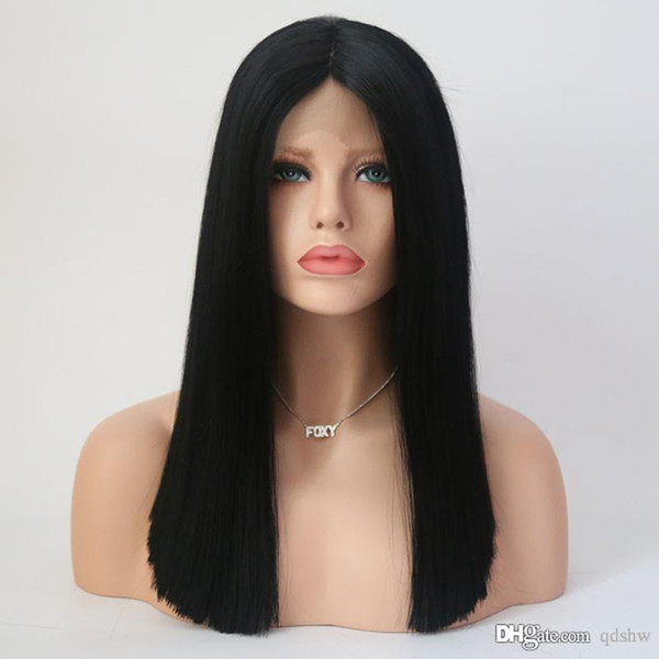 Bob Style Synthetic Wigs For Black Women Glueless Heat Resistant Fiber Hair 180 Density Long Bob Synthetic Lace Front Wig