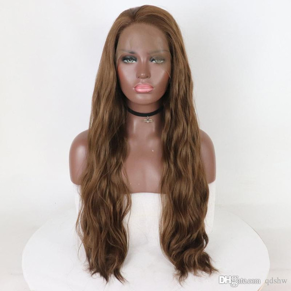 Long Wavy Lace Front Wigs Synthetic Light Brown Heat Resistant Natural Wave Long Frontal Lace Wig With Baby Hair