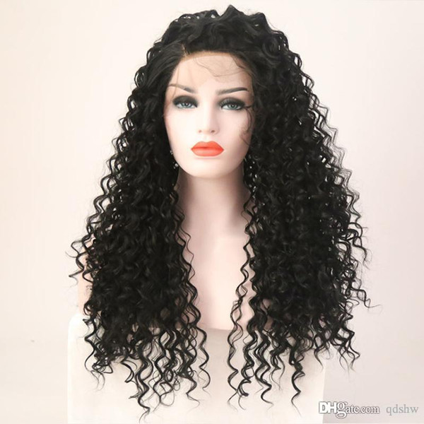 Synthetic Lace Front Wigs Curly For Black Women 180 Density Glueless Heat Resistant Synthetic Curly Wig High Temperature