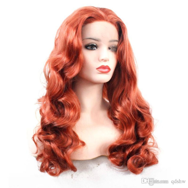 Red Lace Front Wigs Synthetic Glueless Long Wavy Free Part Half Hand Tied Replacement Full Wigs For Women