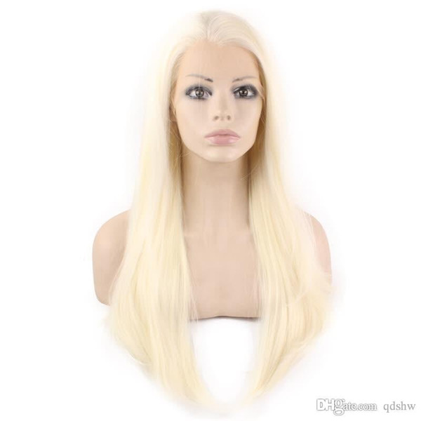 Lace Front Synthetic Wigs Blonde Colored Heat Resistant High Temperature Glueless Light Blonde Synthetic Hair Lacefront Wig Side Part