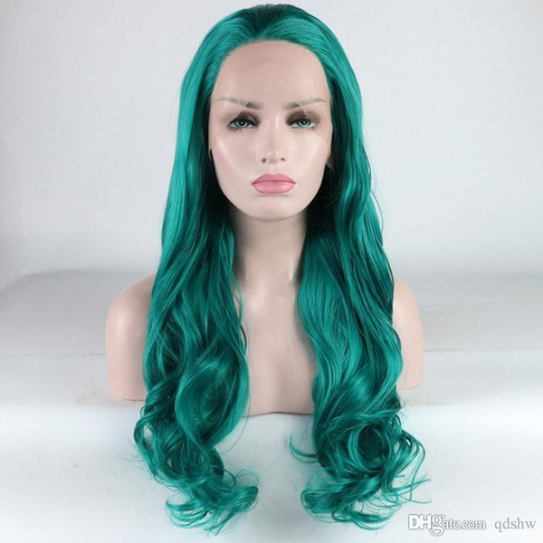 Blue Lace Front Wig Heat Resistant Fiber Hair 180 Denstiy Super Wave Hair Synthetic Hair Lacefront Wigs For Black Women