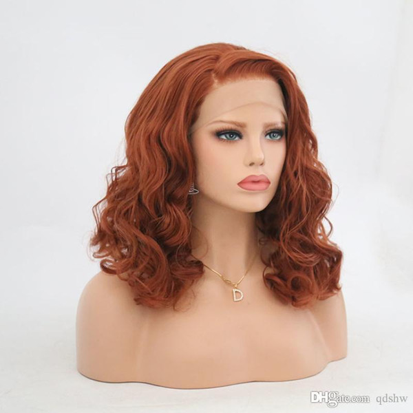 Orange Lace Front Wigs Synthetic Body Wave Glueless High Quality Heavy Density Fiber Hair Lace Front Synthetic Wig For White Women