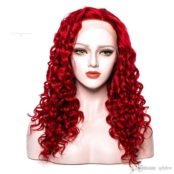 Synthetic Kinky Curly Wigs Red Colored For Black Women Heat Resistant Long Red Kinky Curly Lace Front Wig Synthetic With Baby Hairs