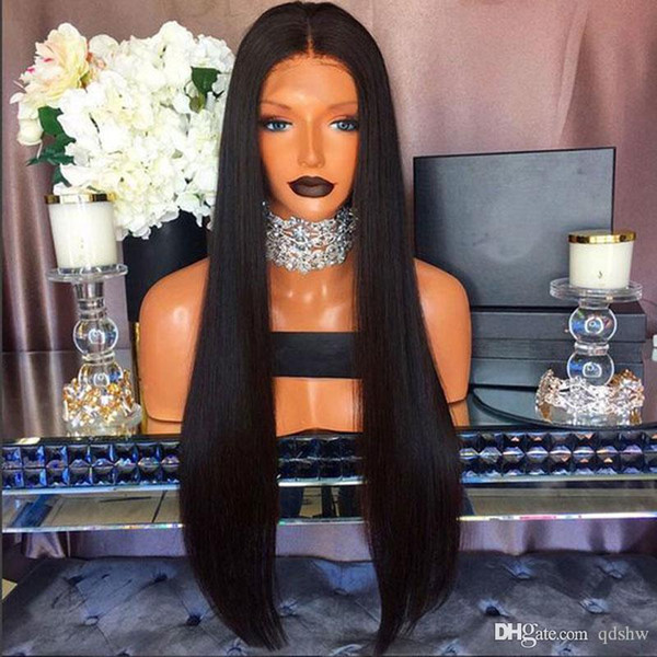 Cheap Straight Lace Front Wigs Synthetic Heat Resistant Fiber Hair Glueless Black Color Silky Straight Synthetic Wig For Black Women