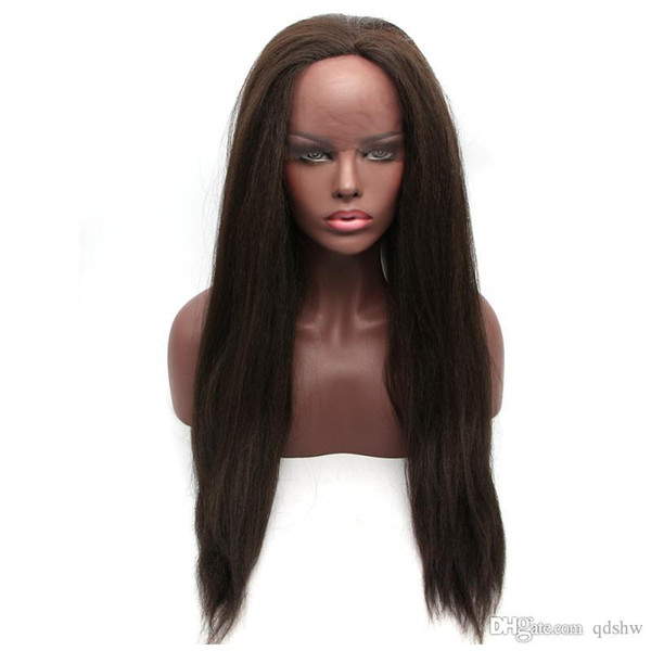 Italian Yaki Lace Front Wigs Heat Resistant Fiber Hair 180 Density Glueless Synthetic Lace Front Wig For Black Women Kinky Straight