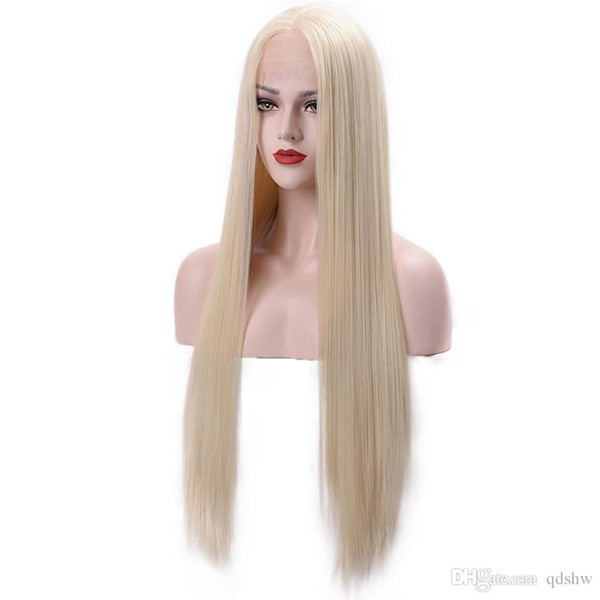 Synthetic Blonde Lace Front Wigs Glueless Long Silky Straight Cheap Blonde Synthetic Hair Wig For White Women