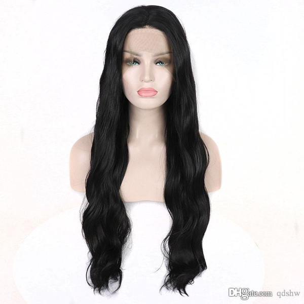 Synthetic Lacefront Wig Baby Hair Long Body Wave Glueless Heat Resistant Fiber Synthetic Hair Lace Front Wigs For African American Women