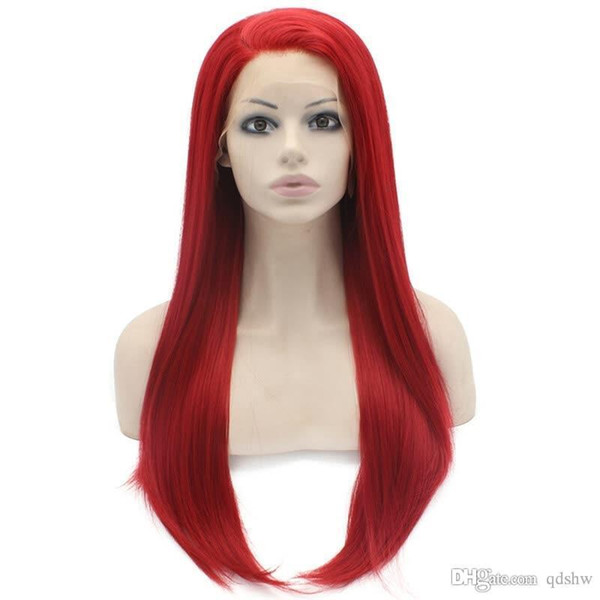 Lace Front Wig Red Hair Heat Resistant Fiber Glueless Long Straight Red Synthetic Hair Lacefront Wigs For White Women Baby Hairs