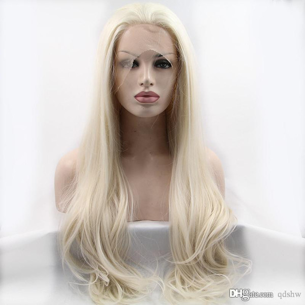 Blonde Front Lace Wig Baby Hairs Synthetic 60 Color Long Straight Heat Resistant Fiber Hair Synthetic Blonde Lacefront Wigs Free Part