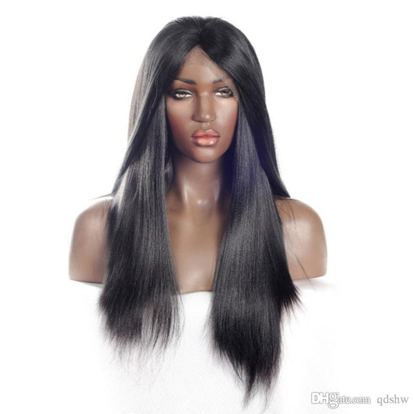 Yaki Synthetic Lace Wig For Women 180 Density Glueless Heat Resistant Fiber Light Yaki Straight Synthetic Hair Lacefront Wigs Pre Plucked