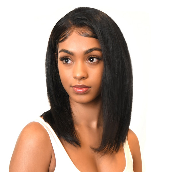 Bob Lace Front Human Hair Wigs Baby Hair Pre Plucked Brazilian Indian Peruvian Hair Full End silk Straight