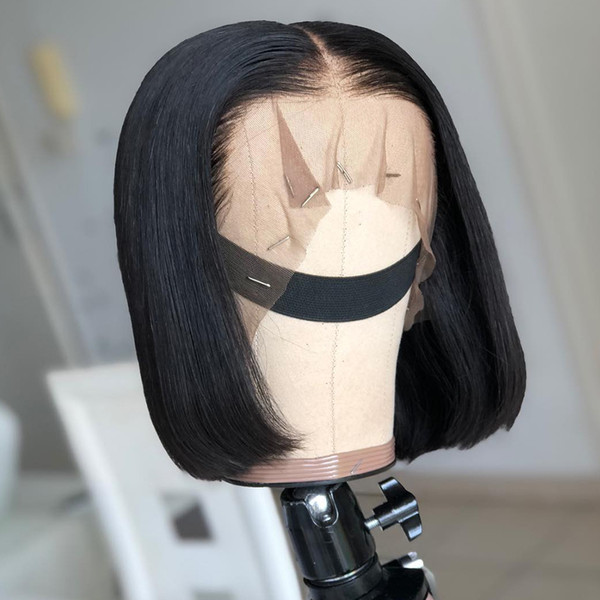 Human Hair Wigs Short Bob Wig With Natural hairline For Black Women Natural Color Straight Brazilian Wigs Tiffany Love