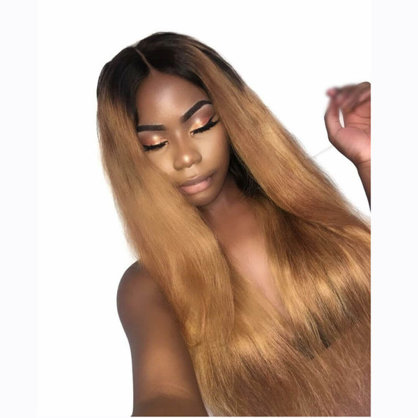 Lace Front Wigs Full Lace Wigs Brazilian Remy Hair 1BT6#8# Straight Ombre Color Free PartPre Plucked Natural Hairline 8-26