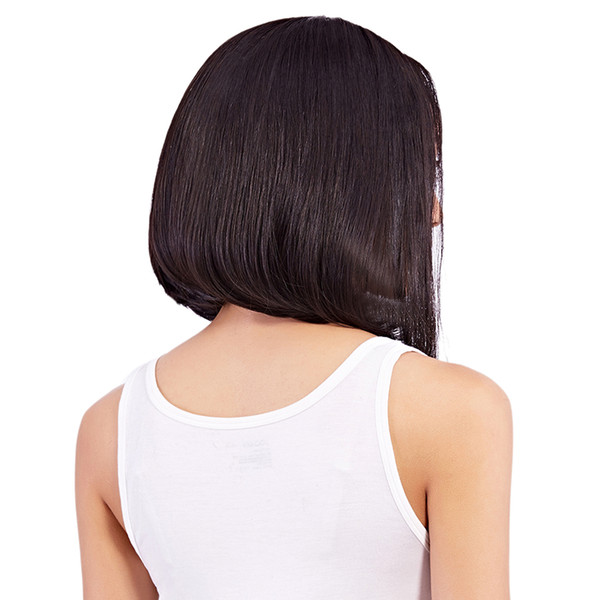 Lace Front Wigs Short Bob Wigs Brazilian silky Straight Pre Plucked Human Hair 150%density Natural Hairline of Qtfn