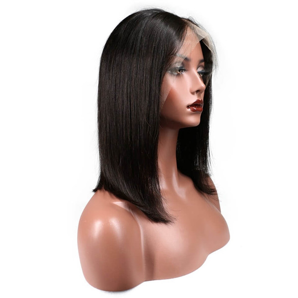 Brazilian Hair Bob Lace Front Human Hair Wigs Baby Hair Pre Plucked Brazilian Remy Straight Short Bob Wig For Women Natural Black