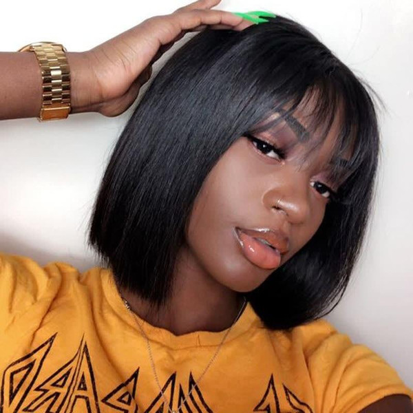 Bob bangs Lace Front Wigs Baby Hair Pre-Plucked Hair Full End For Black Women tiffany factory natural hairline New York Fashion wigs