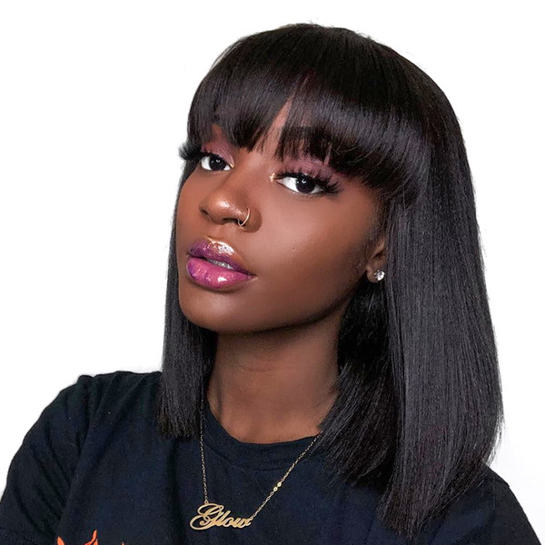 Bob bangs Lace Front Wigs Baby Hair Pre-Plucked Hair Full End For Black Women tiffany direct sell factory natural hairline