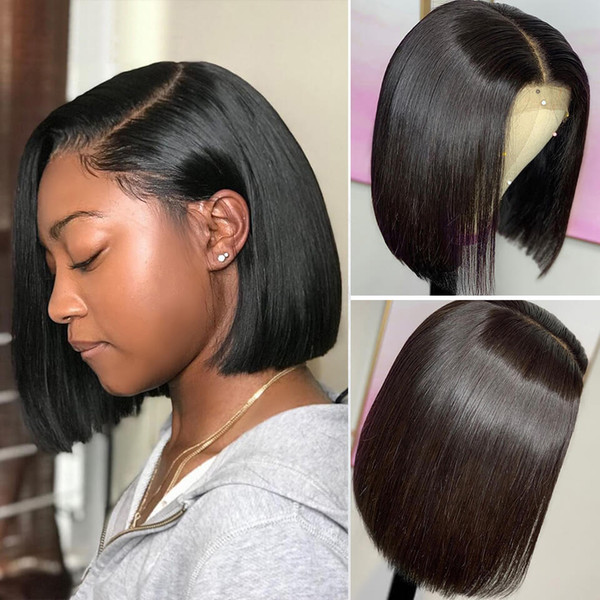 Bob Lace Front Human Hair Wigs Baby Hair Natural Pre Plucked Peruvian Brazilian Indian Hair Full End Straight Wig For Black Women tiffany