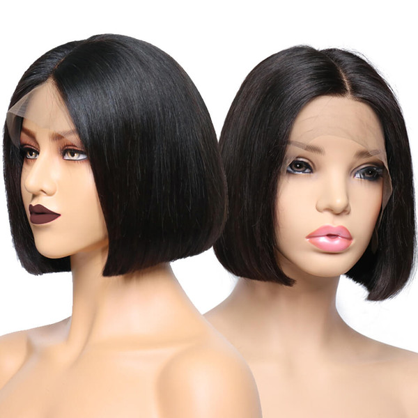 Bob Lace Front Human Hair Wigs Lace Front Wigs With Baby Hair Pre Plucked Brazilian Hair Full End Straight Wig For Black Women