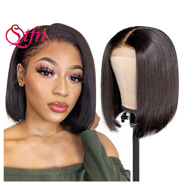 Short Lace Front Human Hair Wigs Fake Scalp Straight Bob Wigs Pre-Plucked Natural Hairline With Baby Hair Lace Wigs