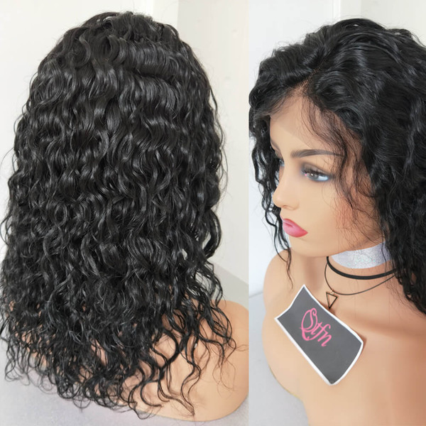 Brazilian hair #1 Jet Black 150% density Lace Front wigs Loose Water Wave Human Hair Pre Plucked Natural Hairline Bleach Knots for woman