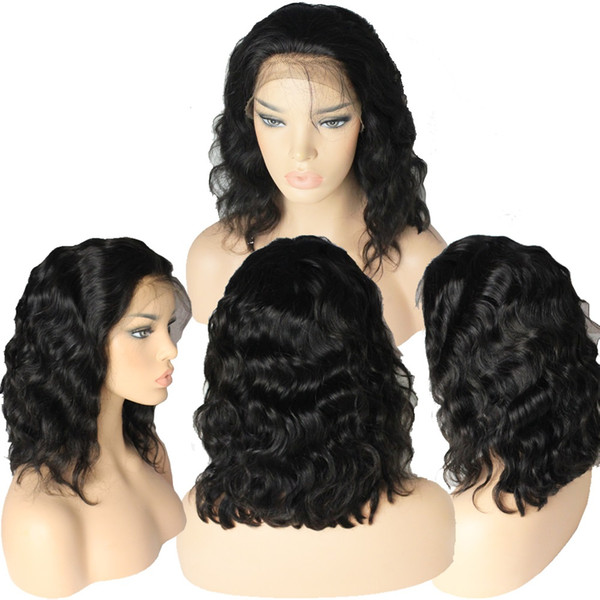 150or130%density Lace Front wigs natural Wave 10-14inch Brazilian Human Hair Wigs around Pre Plucked Natural Hairline with baby hair Qtfn