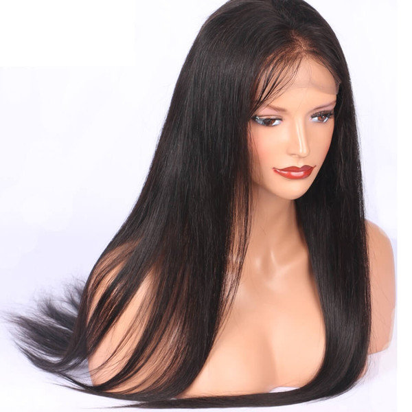 150/130% density Lace Front wigs Natural Straight Brazilian Human Hair Wigs Pre Plucked Natural Hairline Bleach Knots With baby hair Qtfn