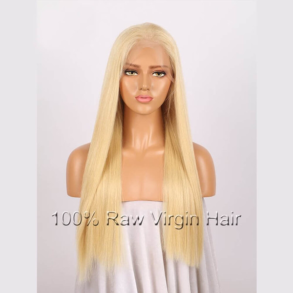 Brazilian Lace Front Wigs Full Lace Wigs 613 Blonde Color Straight Free Part Pre Plucked Natural Hairline for woman 8-26inch Qtfn