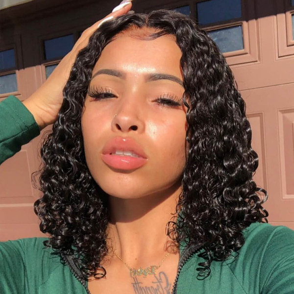 Curly Short Bob Human Hair Full Lace Wigs With Soft Baby Hair 13x4 Pre Plucked Lace Front Wigs Virgin Hair