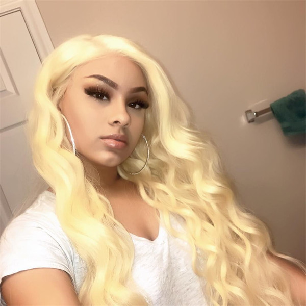 613 blonde full lace wig human hair Brazilian 613# body wave Thick Glueless Lace Front Wigs With Baby Hair