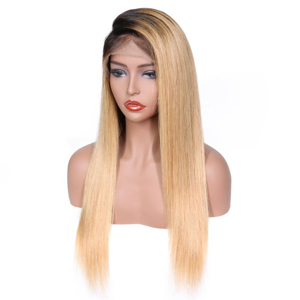 9A Brazilian 150 Density ombre color t1b/18 Full Lace Human Wigs with Baby Hair straight lace front human Hair Wigs