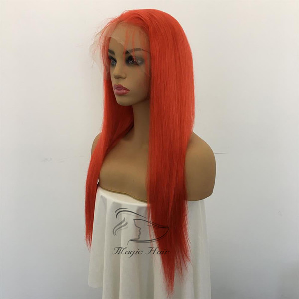 Full Lace Human Hair Wigs Red Color Silky Straight Brazilian Virgin Human Hair 150 Density Lace Front wig With Baby Hair Glueless