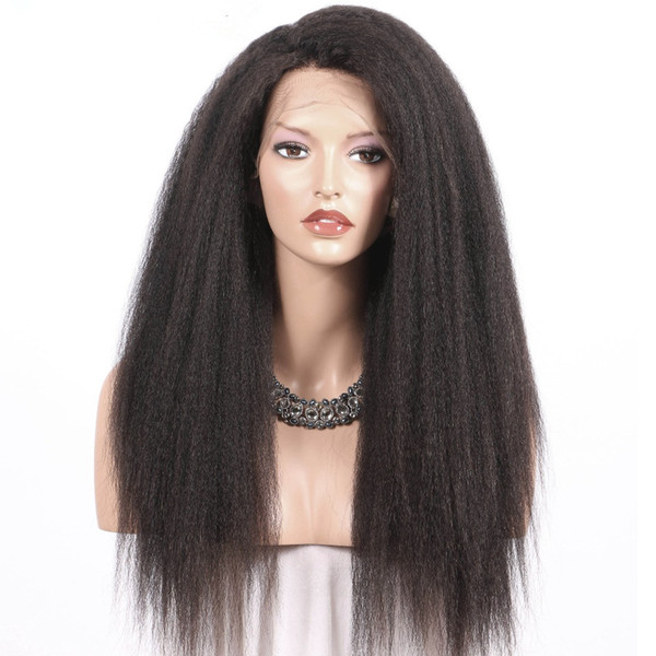 Yaki Lace Front Human Hair Wigs Kinky Straight Wigs With Baby Hair Brazilian Remy Pre Plucked