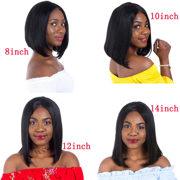 Short human hair wigs natural color straight 130% density brazilian human hair full lace human wigs