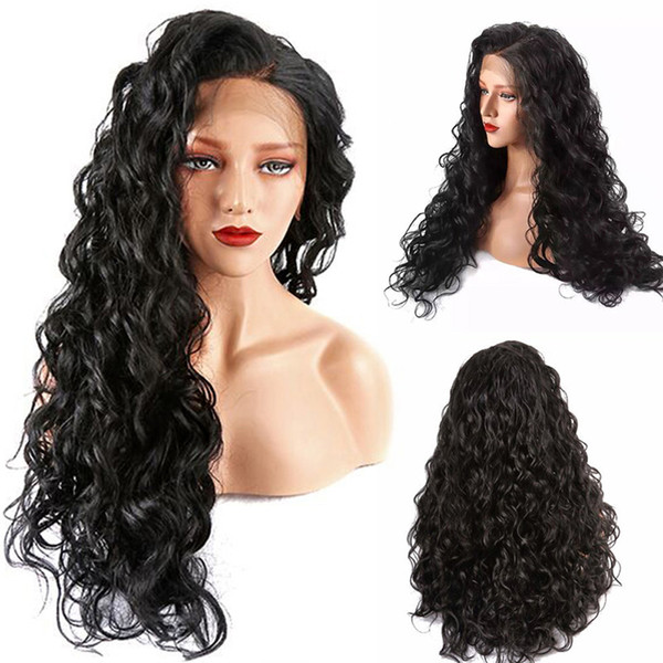 Natural Black Color Full Lace Human Hair Wigs Deep Curly Brazilian Virgin Human Hair 180Density Lace Front wig With Baby Hair Glueless