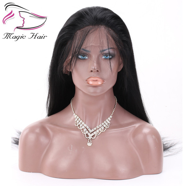 Evermagic silky straight Brazilian virgin hair full lace human hair wigs with baby hair 130 150 density pre-plucked hairline bleached knots