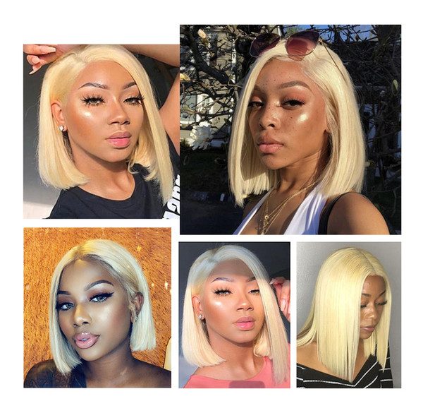 Full Lace Human Hair Wigs Brazilian remy Human Hair Lace Front Wig Blonde #613 Bob Cut Lace Wig Pre Plucked Baby Hair