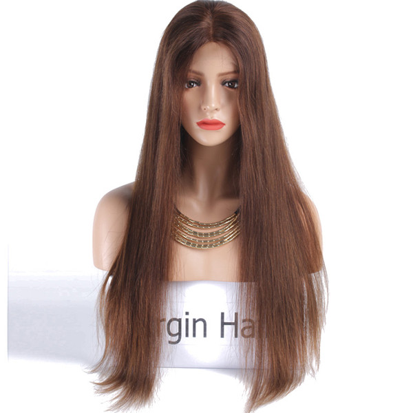 Wholesale Price Brazilian Virgin Hair Lace Wig 4# Silk Straight 20inch 22inch 24inch Hair Wigs 