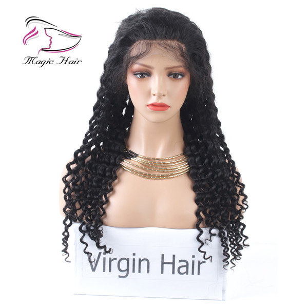 Evermagic High Quality Brazilian Human Hair Wigs Deep Wave 360 Lace Front Wigs Glueless Pre-Plucked Hairline With Baby Hair Natural Color