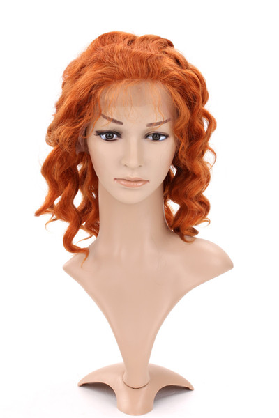 Full Lace Human Hair Wigs Orange color Virgin Brazilian Lace Wigs 130% Density colorful 8A Grade Glueless Wavy Lace Wigs