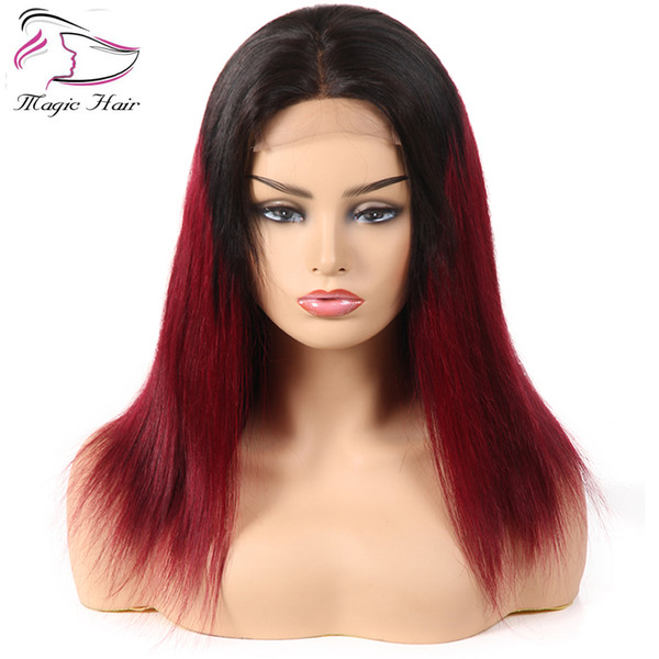 Full Lace Human Hair Wigs T1B/Burgundy 8-24inch Ombre Brazilian Virgin Straight Lace Front Wigs Human Hair Wigs