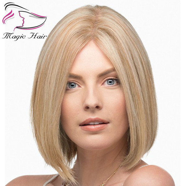 Evermagic straight bob hair cut blonde 613 lace front wig 130% density remy human hair blunt cut Brazilian bob wig for women