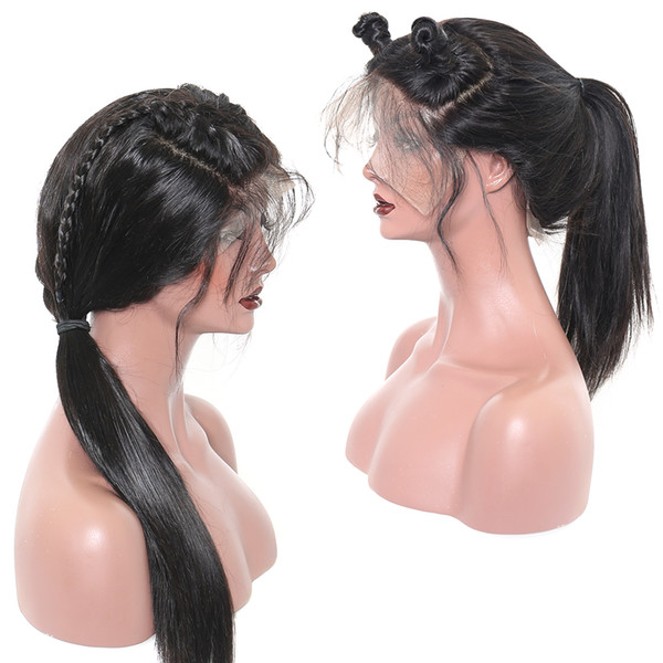 360 full lace human hair wigs pre plucked 150% Density Brazilian Remy Hair natural color T1B straight human hair Wigs